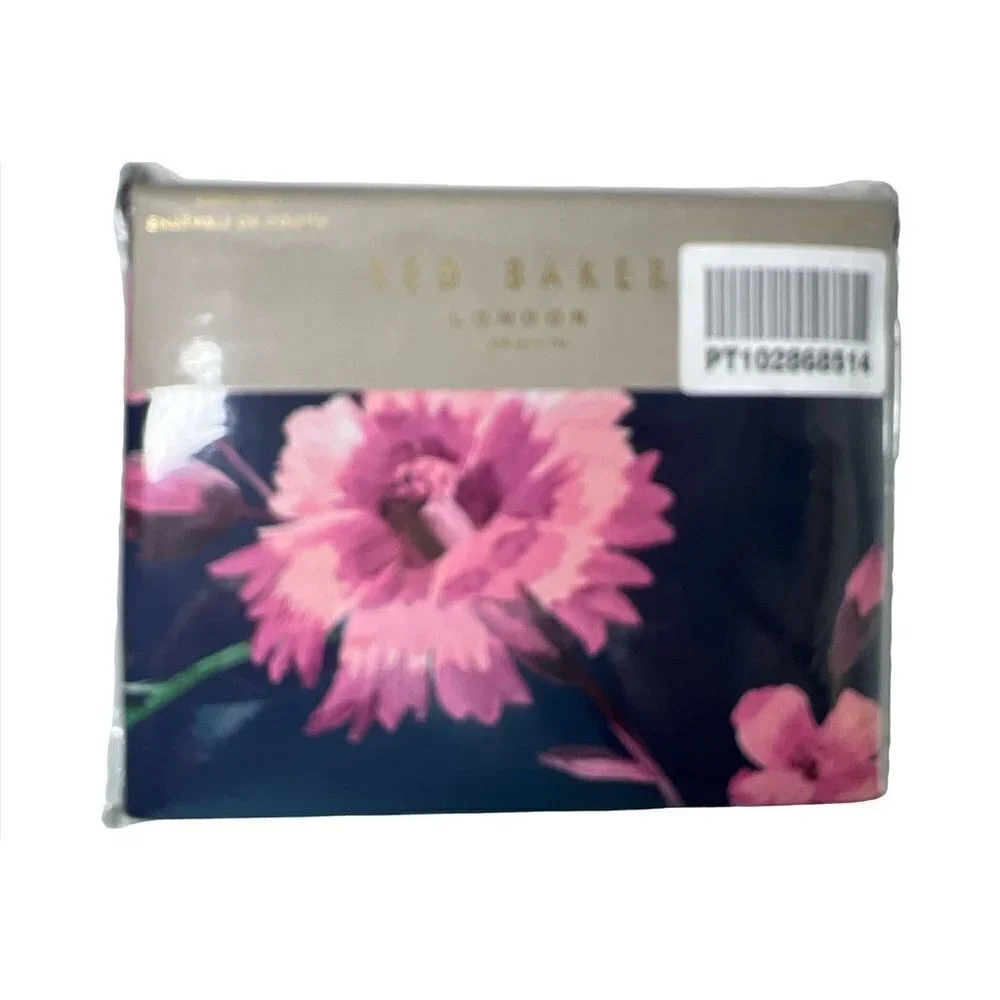 Ted Baker London Blue Pink Floral Rhubarb Duvet Cover & Shams Set Sz Queen New